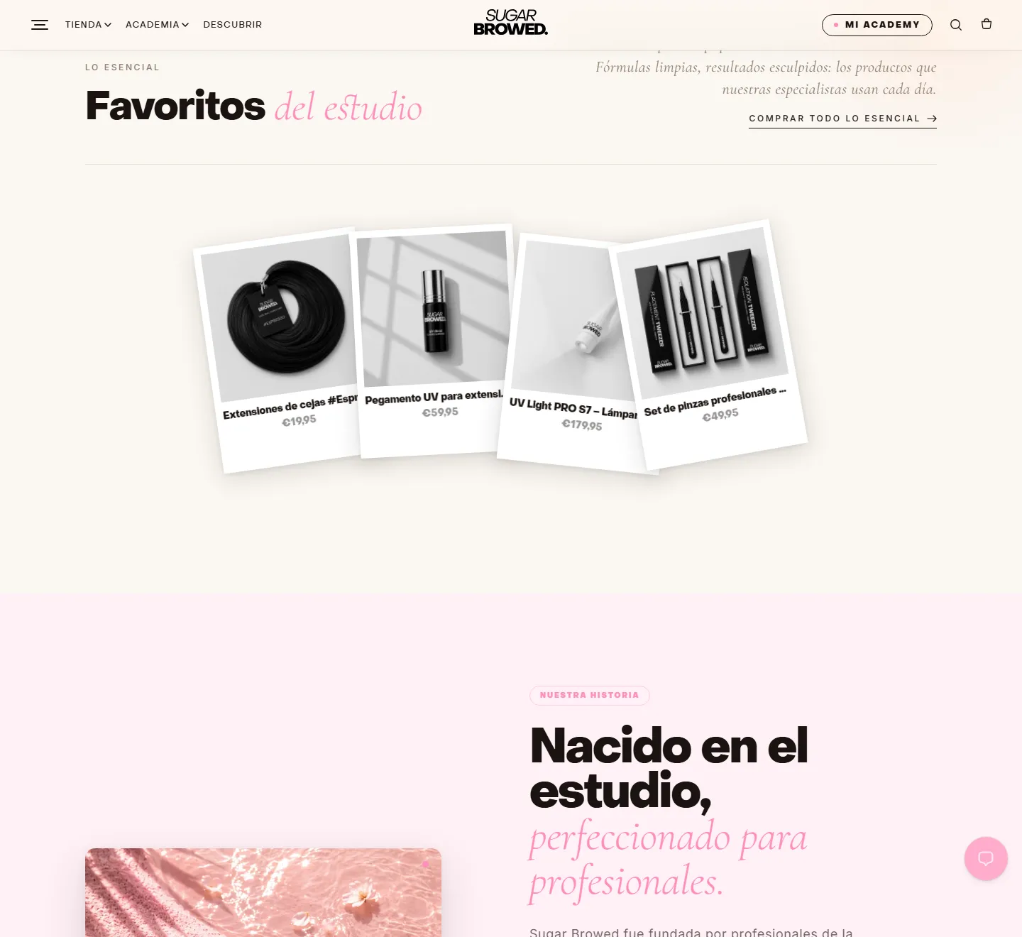 Home page, middle section of the Sugar Browed website