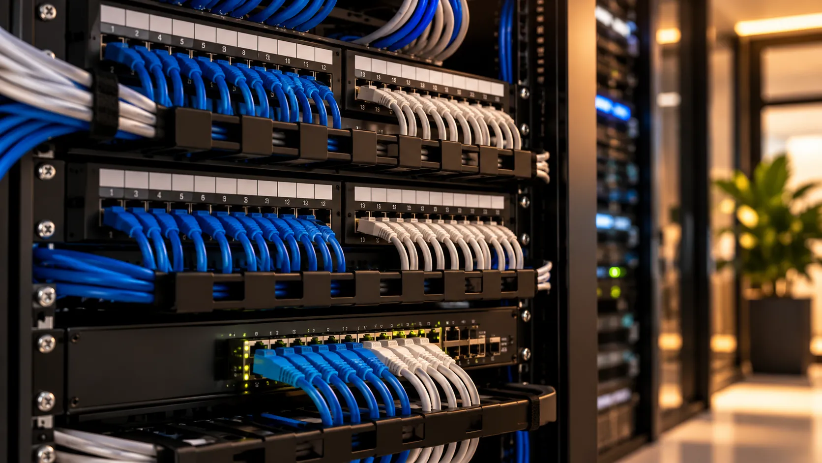 Structured cabling in a communications rack