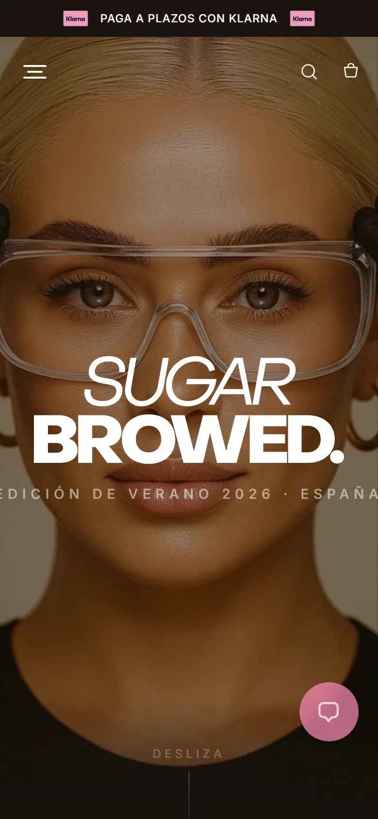 Home page of the Sugar Browed website on a phone