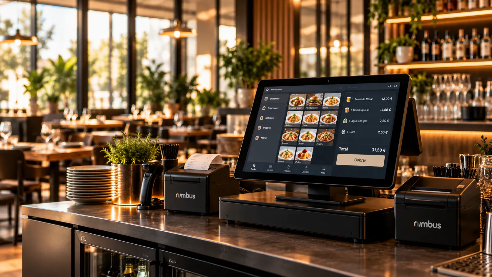 POS terminal on the bar of a restaurant