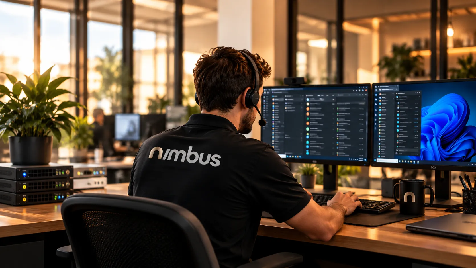 IT support technician at a workstation
