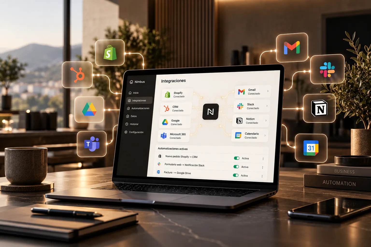 Laptop showing the CRM and other tools connected to one another